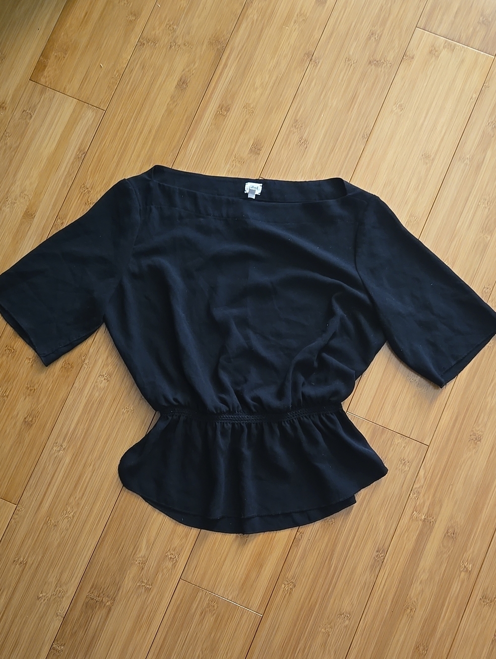 Wilfred Black Peplum Short-Sleeve Top - S